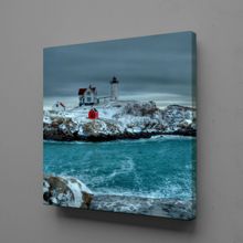 Technopa Beyaz Deniz Feneri 25x25 cm Kanvas Tablo