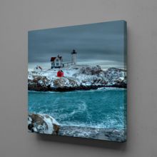 Technopa Beyaz Deniz Feneri 40x40 cm Kanvas Tablo