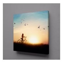 Technopa Bisiklet Süren Kız 30x30 cm Kanvas Tablo