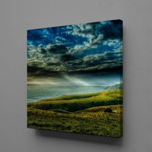 Technopa Dağ Deniz Gökyüzü 40x40 cm Kare Kanvas Tablo