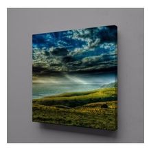 Technopa Dağ Deniz Gökyüzü 70x70 cm Kare Kanvas Tablo