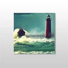 Technopa Dalga ve Deniz Feneri 130x130 cm Kanvas Tablo