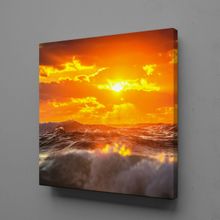 Technopa Dalgalar Arasından Doğmuş Güneş 80x80 cm Kanvas Tablo