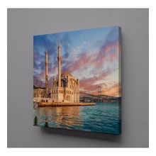 Technopa Deniz Manzaralı Cami 110x110 cm Kanvas Tablo