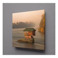 Technopa Denizin Ortasında Ev 40x40 cm Kanvas Tablo