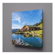 Technopa Doğa ve Ev Manzarası 70x70 cm Kanvas Tablo