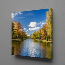 Technopa Göl ve Ağaçlar 90x90 cm Kanvas Tablo