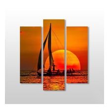 Technopa Gün Batımı ve Yelken 102x110 cm Kanvas Tablo