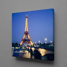Technopa Işıklı Eyfel Kulesi 80x80cm Kare Kanvas Tablo