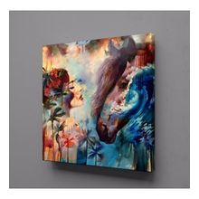 Technopa Kadın ve At 120x120 cm Kanvas Tablo