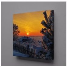 Technopa Karlı Bir Gün Doğumu 25x25 cm Kanvas Tablo