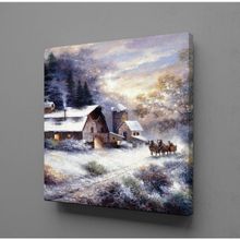 Technopa Karlı Ev Manzarası 50x50 cm Kanvas Tablo