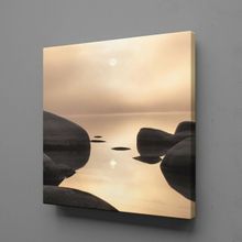 Technopa Kayalar ve Deniz 120x120 cm Kanvas Tablo
