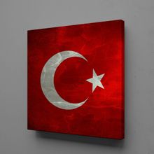 Technopa Kırmızı Beyaz Bayrak 80x80 cm Kare Kanvas Tablo