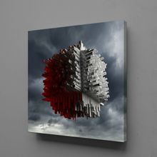 Technopa Kırmızı Beyaz Çiçek Tanesi 90x90 cm Kare Kanvas Tablo