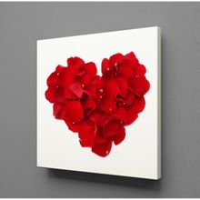 Technopa Kırmızı Gül Yapraklarından Kalp 100x100 cm Kanvas Tablo