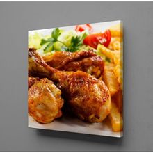 Technopa Kızarmış Tavuk ve Patates Kare 60x60 cm Kanvas Tablo