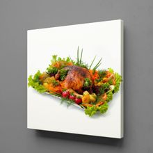 Technopa Kızarmış Tüm Tavuk Kare 80x80 cm Kanvas Tablo