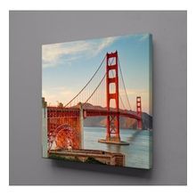 Technopa Köprü Kırmızı 90x90 cm Kanvas Tablo