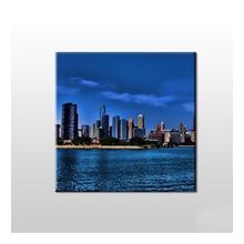 Technopa Nehir ve Metropol Manzara 120x120 cm Kanvas Tablo