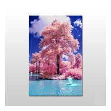 Technopa Pembe Ağaç Manzara 60X30 cm Kanvas Tablo