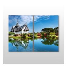 Technopa Şato ve Doğa 120x110 cm Kanvas Tablo