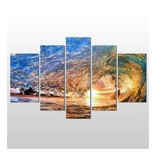 Technopa Su Dalgası ve Gün Batımı 190x110 cm Kanvas Tablo