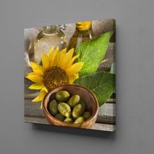 Technopa Yeşil Zeytin ve Ayçiçek 40x40 cm Kanvas Tablo