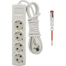 Tek-İş 3 m Topraklı 4'lü Priz + Kontrol Kalemi