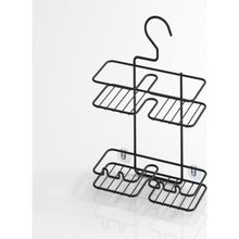 Tekno-Tel BK067 Asılabilir Kancalı Askılı Mat Siyah Banyo Rafı