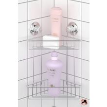 Tekno-Tel DM257 Krom Vakumlu 2 Katlı Banyo Köşe Rafı
