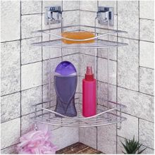 Teknotel EF-253 Yapışkanlı 2 Katlı Köşelik Banyo Rafı Krom