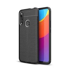 Teleplus Honor 9X Deri Dokulu Siyah Silikon Cep Telefonu Kılıf
