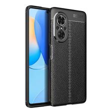 Teleplus Huawei Nova 9 SE Kamera Korumalı Deri Dokulu Niss Silikon Lacivert Kılıf
