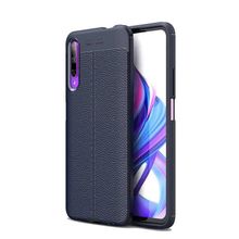 Teleplus Huawei P Smart Pro Lacivert Deri Dokulu Silikon Kılıf
