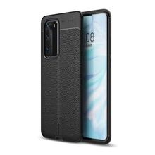 Teleplus Huawei P40 Deri Dokulu Siyah Silikon Cep Telefonu Kılıf