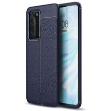 Teleplus Huawei P40 Pro Deri Dokulu Silikon Siyah Kılıf