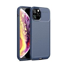 Teleplus iPhone 11 Pro Negro Karbon Silikon Lacivert Kılıf Tam Kapatan Cam