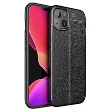 Teleplus iPhone 13 Mini Kılıf Deri Dokulu Silikon Siyah + Nano Ekran Koruyucu