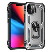 Teleplus iPhone 13 Mini Vega Yüzüklü Çift Katmanlı Tank Silikon Gümüş Kılıf