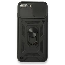 Teleplus iPhone 8 Plus Kamera Korumalı Yüzüklü Tank Pars Silikon Kırmızı Kılıf