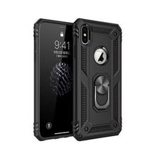 Teleplus iPhone XS Max (Plus) Vega Yüzüklü Tank Kapak Siyah + Nano Ekran Koruyucu Kılıf