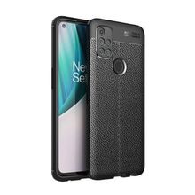 Teleplus Oneplus Nord N10 5g Deri Dokulu Nano Ekran Koruyucu Lacivert Silikon Cep Telefonu Kılıf