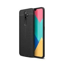 Teleplus Oppo A5 2020 Deri Dokulu Silikon Lacivert Nano Ekran Koruyucu Cep Telefonu Kılıfı