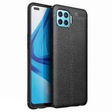Teleplus Oppo Reno 4 Lite Deri Dokulu Lacivert Silikon Cep Telefonu Kılıf