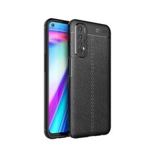 Teleplus Realme 7 Deri Dokulu Silikon Siyah Kılıf