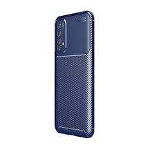 Teleplus Realme 7 Pro Negro Karbon Dokulu Lacivert Nano Ekran Koruyucu Silikon Cep Telefonu Kılıf