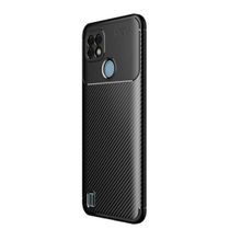 Teleplus Realme C21 Kamera Korumalı Karbon Dokulu Negro Silikon Siyah Kılıf