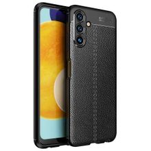Teleplus Samsung Galaxy A04S Kamera Korumalı Deri Dokulu Silikon Siyah Kılıf