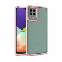 Teleplus Samsung Galaxy A12 Renkli Bumper Hybrid Flora Silikon Mor Kılıf